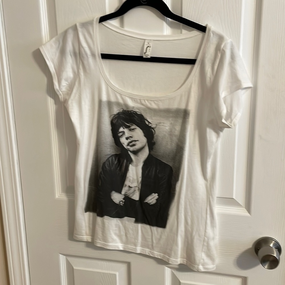 White Mick Jagger Scoop Neck Women's Tee